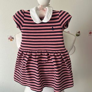Ralph Lauren Pink and Navy Stripe Girl Dress 9M